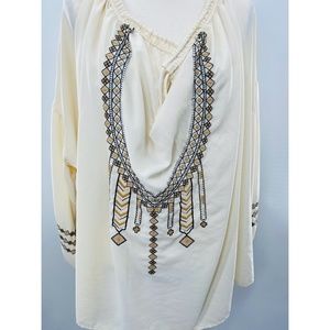 H&M Long Sleeve Tribal  Peasant Blouse/Top